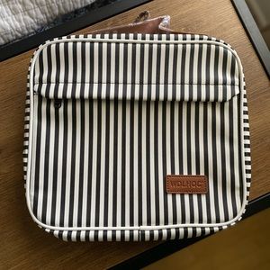 Travel hanging makeup toiletry bag, Black and white stripes, NWT